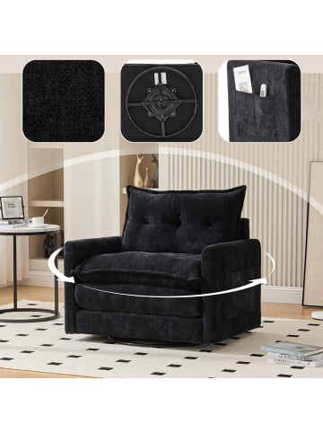 ABRIHOME 360° drehbarer Loungesessel mit Armlehnen und Kissen in Schwarz