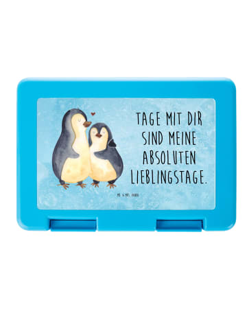Mr. & Mrs. Panda Lunchbox Pinguin umarmen mit Spruch in Eisblau