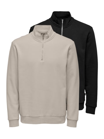 ONLY & SONS Sweattroyer Ceres in Schwarz / beige