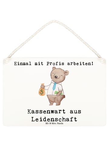 Mr. & Mrs. Panda Deko Schild Kassenwart Leidenschaft mit Spruch in Weiß