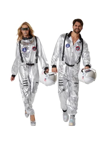 tectake Astronaut  Futuristischer Look: Silberner Overall für eine galaktische Optik.,