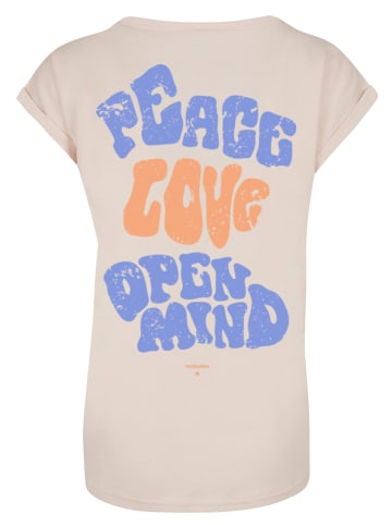F4NT4STIC Extended Shoulder T-Shirt Peace Love and Open Mind in Whitesand
