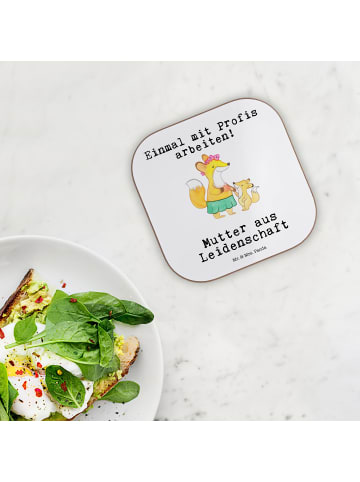 Mr. & Mrs. Panda Untersetzer Glas Mutter Leidenschaft mit Spruch in Weiß