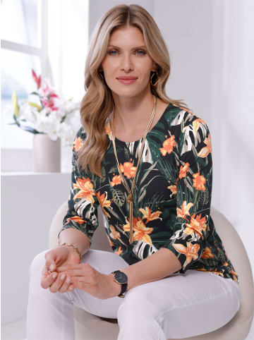 Sieh an! 3/4-Arm-Shirt in schwarz-gelb-bedruckt