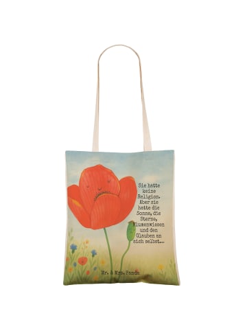 Mr. & Mrs. Panda Stofftragetasche Blume Mohnblume Design mit Spruch in Weiß