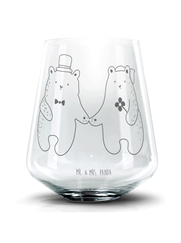 Mr. & Mrs. Panda Blümchentailglas Bär Heirat ohne Spruch in Transparent
