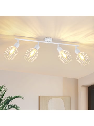 ZMH Deckenleuchte in Weiß 4-flammige E14 Schwenkbar Vintage Deckenspot