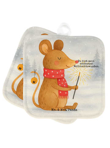 Mr. & Mrs. Panda Topfuntersetzer Maus Weihnachten Design mit Spruch in Weiß