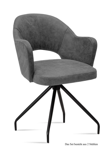 58 aufm Kessel ARMLEHNSTUHL (2er-Set) Dikana 59x87x61 Schwarz/Grau