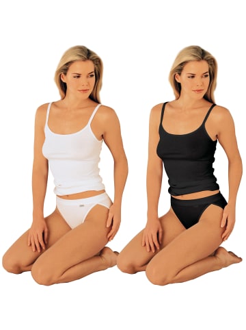 Con-ta Baumwolle, Feinripp Unterhemd 4er-Pack in weiß/schwarz