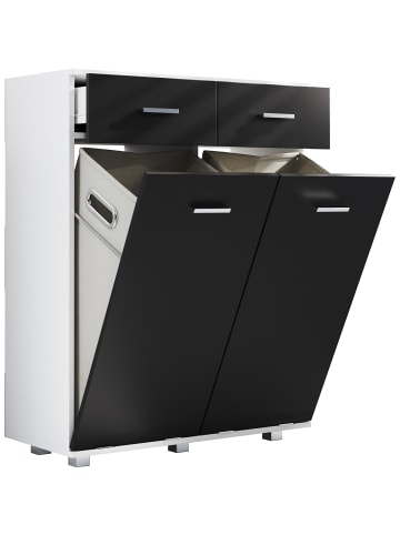 VCM  Wäscheschrank Wäschetruhe Wäschebox Zalo L in Weiß / Schwarz