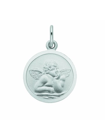 Adeliás Damen 585 Weißgold Anhänger Amor Ø 12 mm in silber