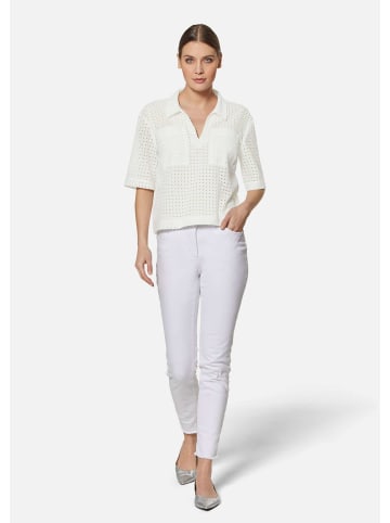 MADELEINE Kurzarm-Bluse im Boxy-Style mit Lochstickerei in weiß