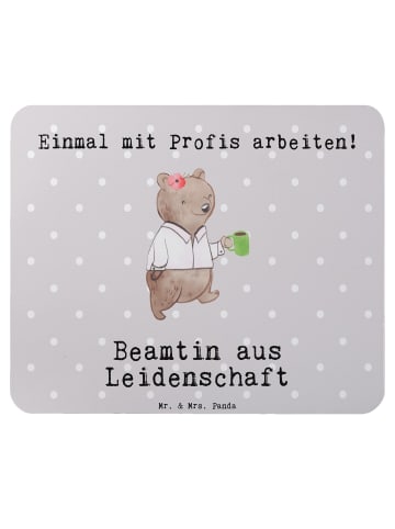 Mr. & Mrs. Panda Mauspad Beamtin Leidenschaft mit Spruch in Grau Pastell