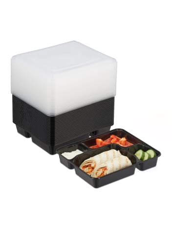 relaxdays 24 x Meal Prep Box in Schwarz/ Transparent