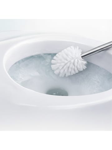 relaxdays 12 x WC-Bürste-Set in Weiß/ Silber - (L)35,5 x (Ø)8 cm