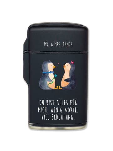Mr. & Mrs. Panda sturmfeuerzeug Pinguin Pärchen mit Spruch in Schwarz