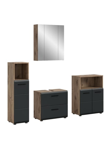 ebuy24 Badmöbelset Ice (4-teilig) Schwarz 180 x 30 cm