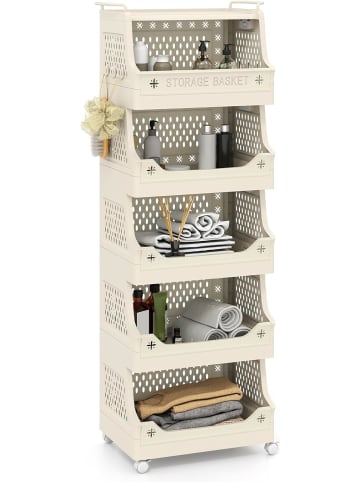 COSTWAY Rollwagen faltbar 44,5 x 29,5 x 118 cm in Beige