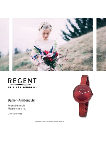 Regent Armbanduhr-Analog rot mittel (ca. 34mm) Regent Metallarmband