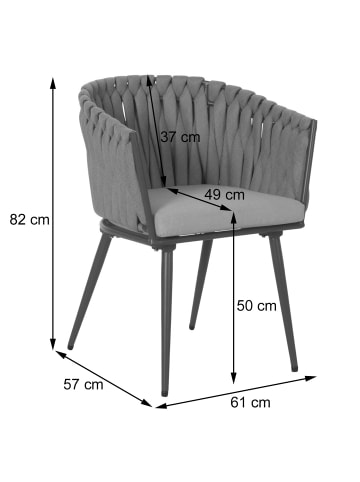 MCW 2er-Set Aluminium-Gartenstuhl N38, Braun Kissen dunkelgrau