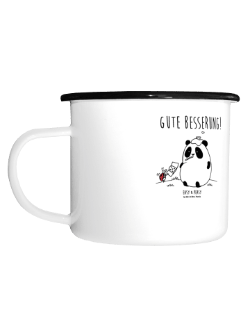 Mr. & Mrs. Panda XL Emaille Tasse Panda Gute Besserung mit Spruch in Weiß