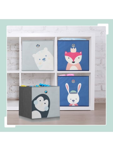 relaxdays 4 x Kinder Aufbewahrungsboxen "Tiere B" in Bunt - (B)30 x (H)30 x (T)30 cm