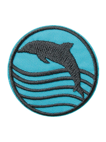 Catch the Patch Recycl Patch Delfin Rund Wasser Think GreenApplikation Bügelbild inBlau