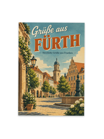 Grußkarte Stadt retro Design mit Spruch in Weiß