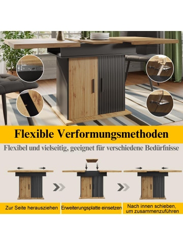 ABRIHOME Ausziehbarer Esstisch Küchentisch 110-140×80cm für 4-6 Personen im Retro Stil