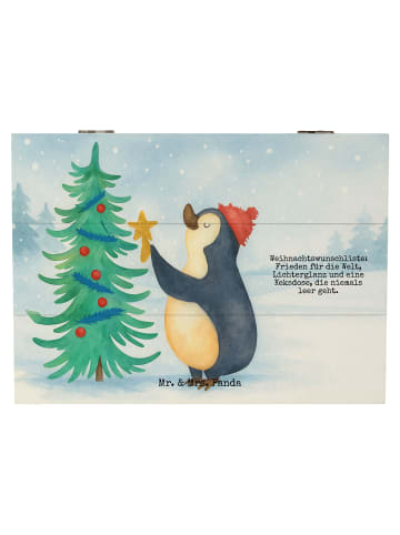Mr. & Mrs. Panda Schatulle Pinguin Weihnachtsbaum Design mit Spruch in Weiß