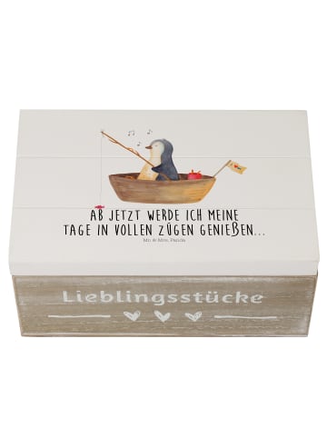 Mr. & Mrs. Panda Truhe Pinguin Angelboot mit Spruch in Weiß