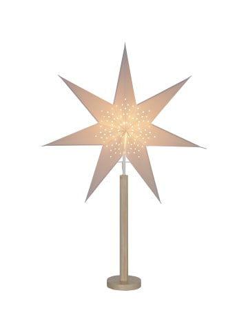 STAR Trading Papierstern-Tischleuchte Elice, unbehandelte Kiefer, 85cm in Braun