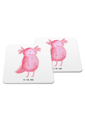 Mr. & Mrs. Panda Glasuntersetzer Axolotl Glücklich ohne Spruch in Weiß