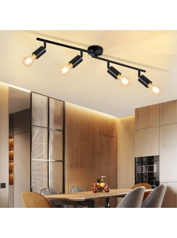 ZMH Deckenleuchte in Schwarz 4-flammige E27 schwenkbar Vintage Deckenstrahler