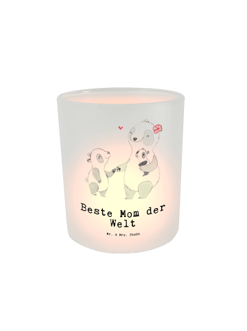 Mr. & Mrs. Panda Kerzenhalter Panda Beste Mom der Welt mit Spruch in Transparent