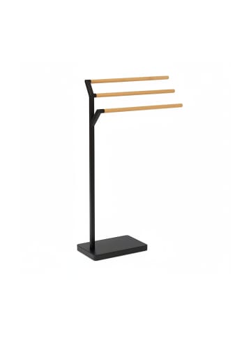 relaxdays Handtuchständer in Schwarz/ Natur - (B)38,5 x (H)75 x (T)18 cm