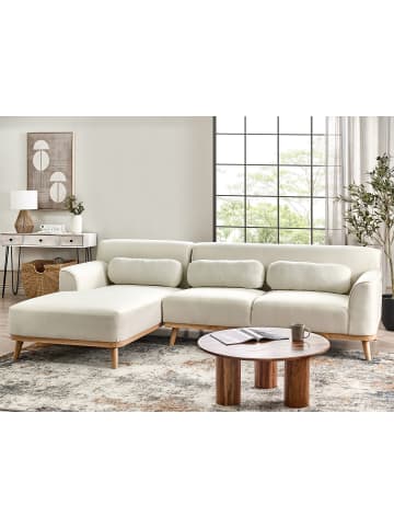 Beliani Ecksofa SIMOS in Weiß/Braun - (W) 264 x (H) 80 x (L) 82 cm rechtsseitig