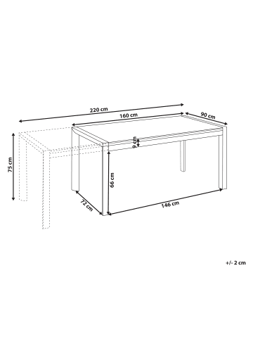 Beliani Esstisch BINASCO in Grau/Schwarz - (W) 90 x (H) 75 x (L) 160 cm