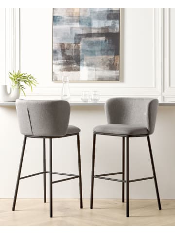 Beliani 2-tlg Barhocker MINA in Grau/Schwarz