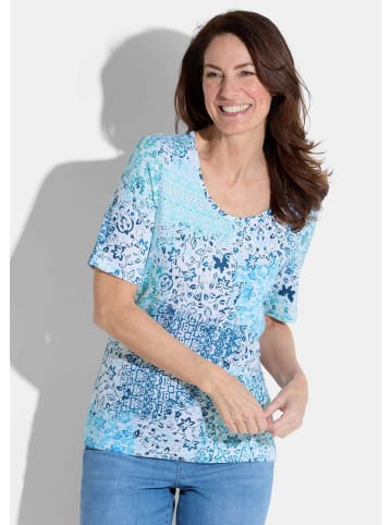 GOLDNER Shirt Shirt in blau / weiß / türkis / gemustert