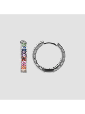 Adeliás Damen Ohrringe – Klappcreole aus 925 Silber mit Zirkonia in silber