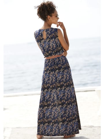 Vivance by Lascana Maxikleid in blau-rosé bedruckt