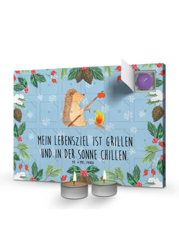 Mr. & Mrs. Panda Duftkerzen Adventskalender Igel Grillen mit Spruch in Eisblau