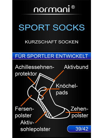 normani 2 Paar Kurzschaft-Sportsocken in Weiß/Blau