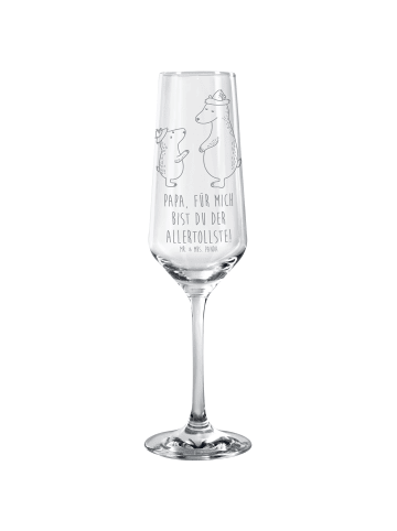 Mr. & Mrs. Panda Champagnerglas Bären mit Hut mit Spruch in Transparent