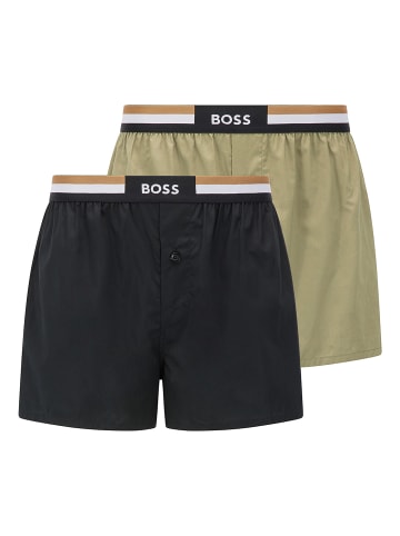 BOSS Web-Boxershorts 2er Pack in Oliv/Schwarz