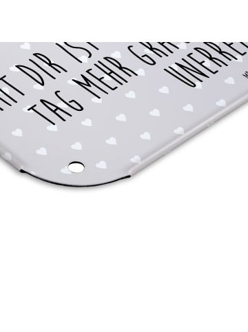 Mr. & Mrs. Panda Blechschild Igel Liebe mit Spruch in Grau Pastell