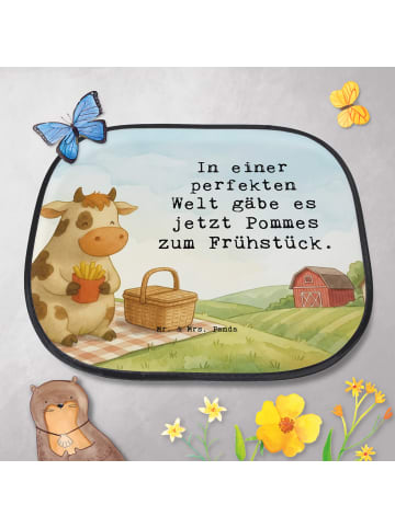Auto Sonnenblende Kuh  Pommes Design mit Spruch in Weiß