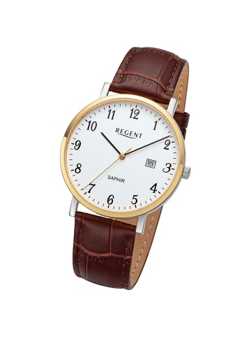 Regent Analog-Armbanduhr Regent Lederarmband braun groß (ca. 40mm)